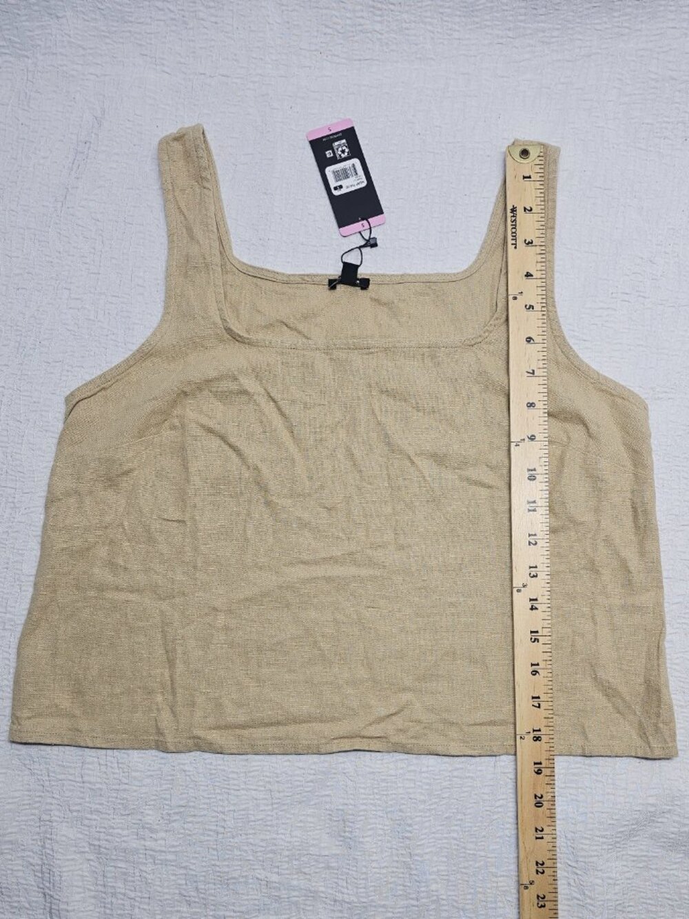 Express Women's Sleeveless  Lightweight Soft Linen Tank Top Cream - Picture 3 of 7